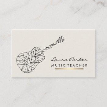 Music Teacher Guitar Player Instrument Geometric Business Card by tsrao100 at Zazzle