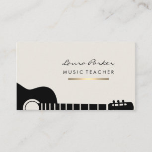 Music Teacher Guitar Player instrument Gold Busine Business Card