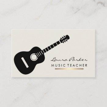 Music Teacher Guitar Player Instrument Gold Business Card by tsrao100 at Zazzle
