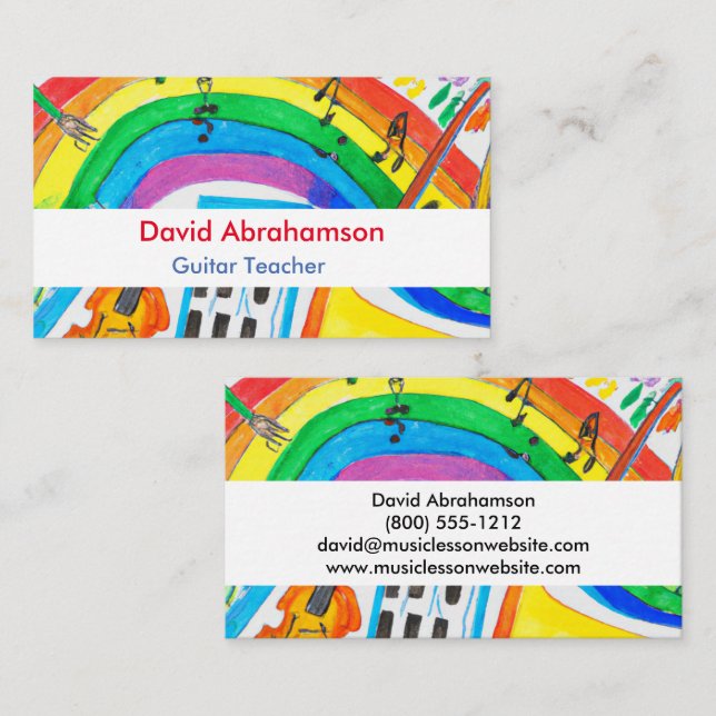 Music Teacher Guitar Teacher Piano Teacher Busines Business Card (Front/Back)
