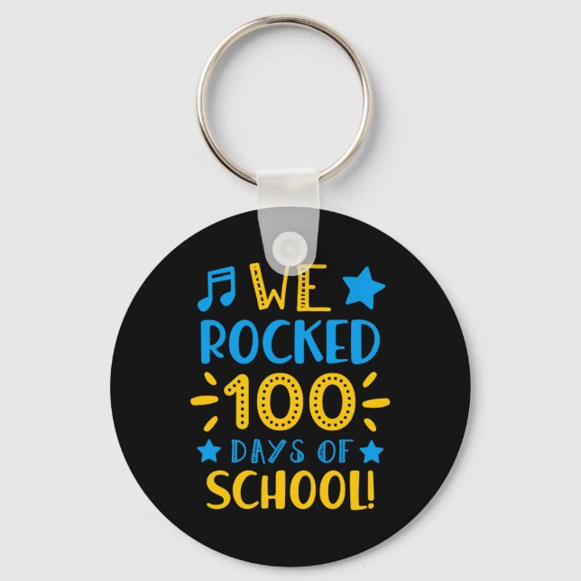 Music Teacher - Happy 100th Day Of School We Rocke Keychain (Front)