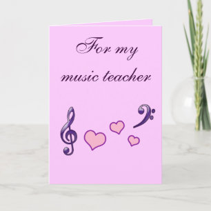 Music Teacher Heart Appreciation Letterpress Thank You Card