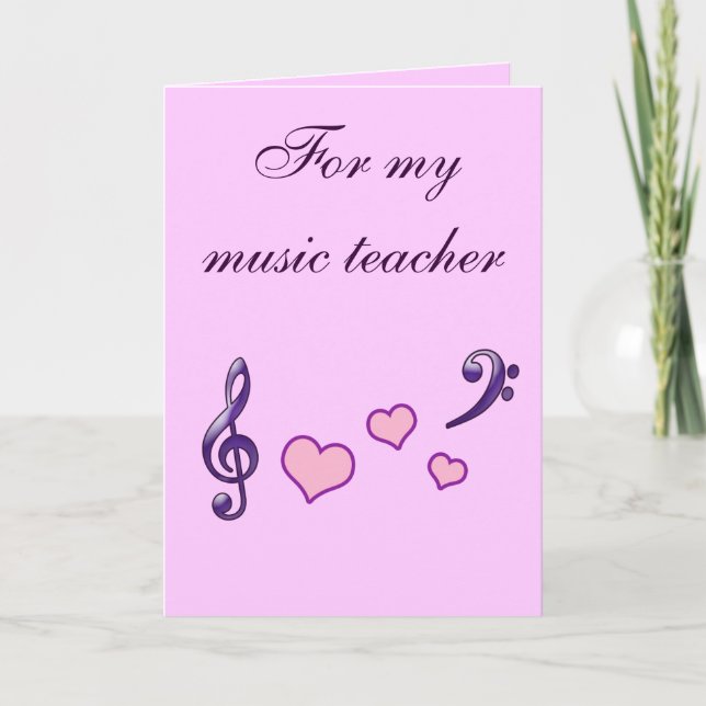 Music Teacher Heart Appreciation Thank You Card (Front)