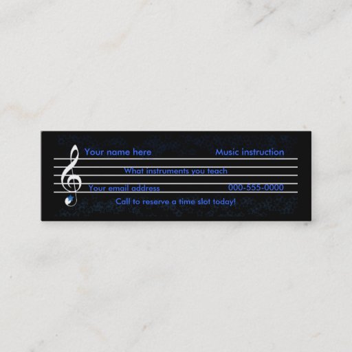 Customizable music teacher/instruction business cards
