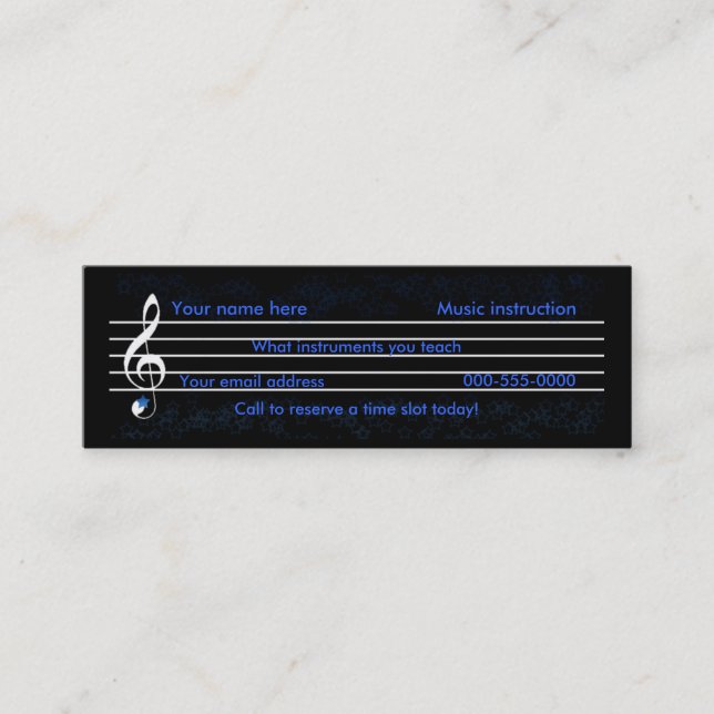 music teacher/instruction mini business card (Front)
