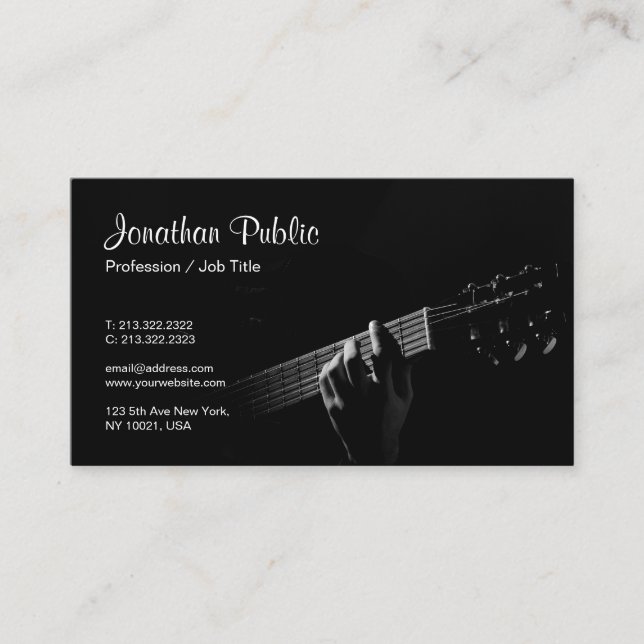 Music Teacher Instructor Guitar Lessons Template Business Card (Front)