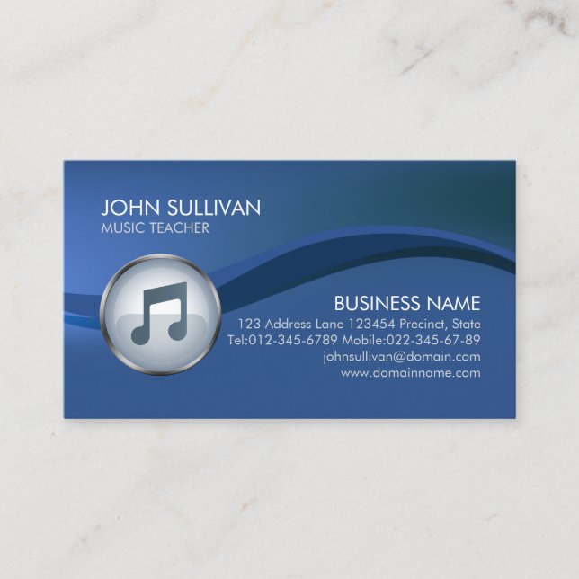 Music Teacher Lessons Music Note Icon Business Card (Front)