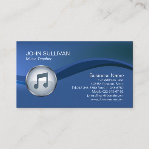 Music Teacher Lessons Music Note Icon Business Card