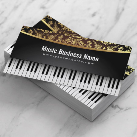 Music Teacher Luxury Realistic Piano Business Card