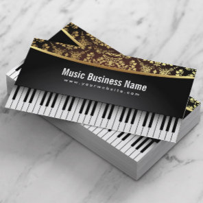 Music Teacher Luxury Realistic Piano Business Card
