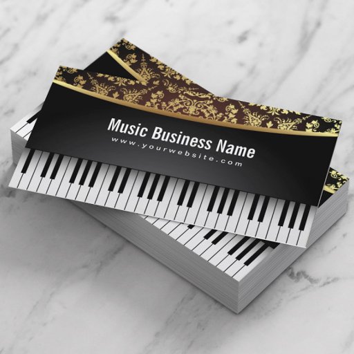 Customizable Luxury Realistic Piano Music Lessons Business Card