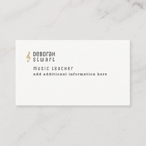 music teacher minimalist business card