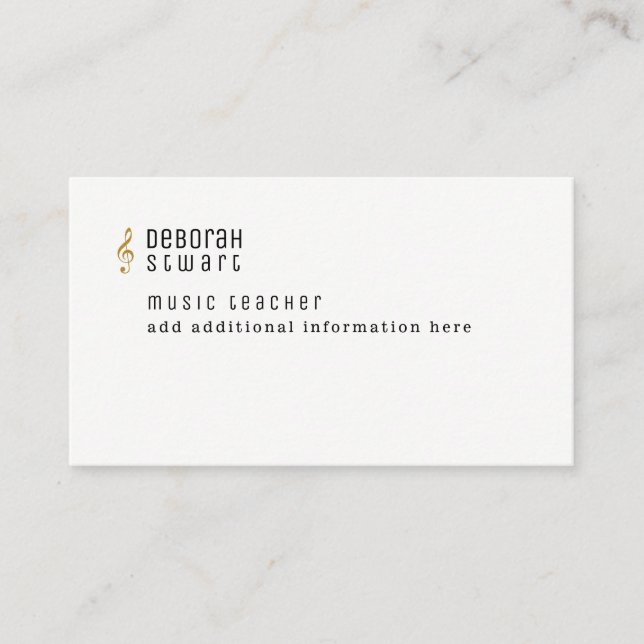 music teacher minimalist business card (Front)
