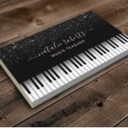 Music Teacher Modern Black Glitter Piano Keys Business Card at Zazzle