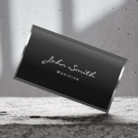 Music Teacher Modern Metal Framed Business Card