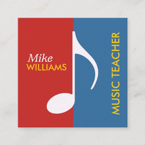 music teacher modern square business card