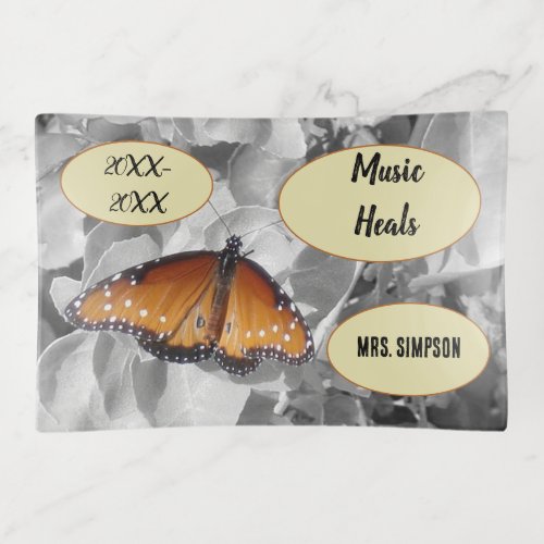 Music Teacher Monarch Butterfly Band Orchestra Trinket Tray