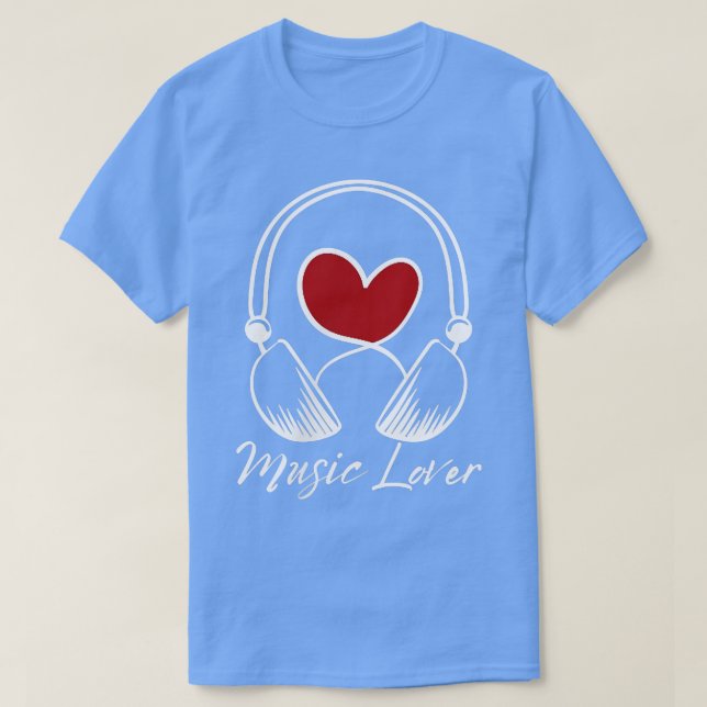 Music Teacher Music-Lover I Heart Music Headphones T-Shirt (Design Front)