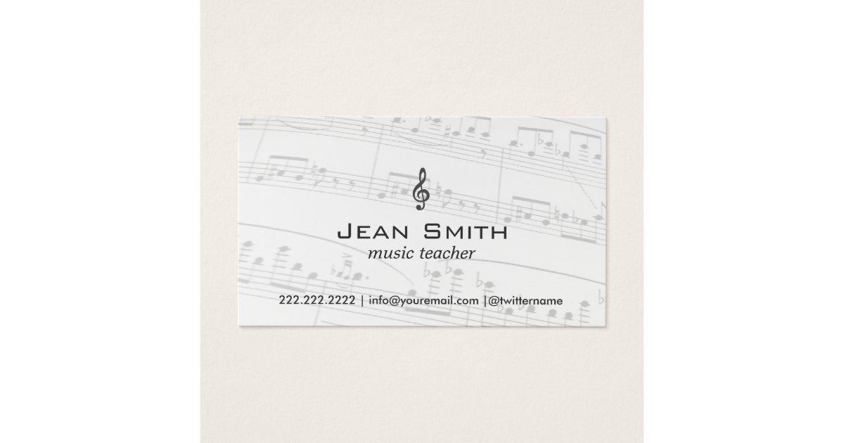 Music Teacher Music Notes Elegant Business Card