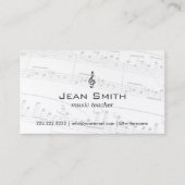 Music Teacher Music Notes Elegant Business Card (Front)