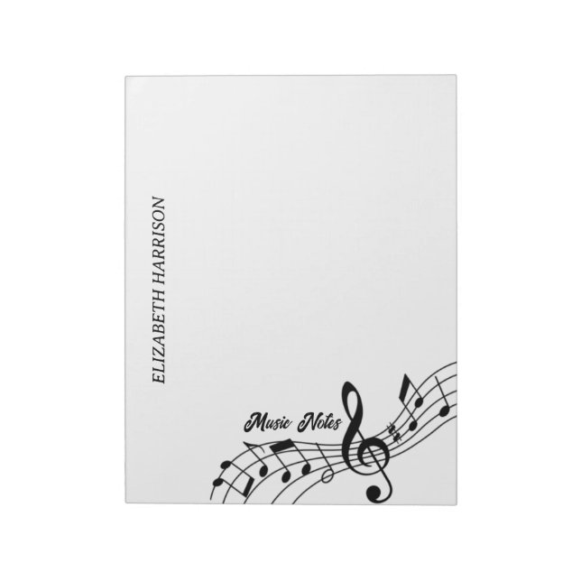 Music Teacher Music Notes Treble Clef Notepad (Rotated)