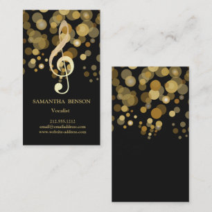 Music Teacher Musical Clef Logo Black Glitter Business Card