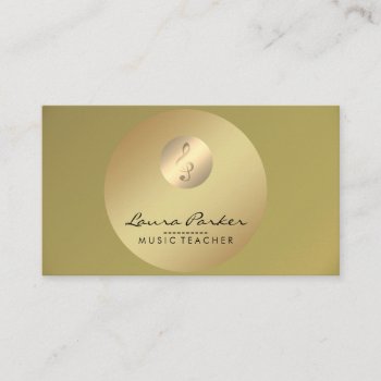 Music Teacher Musical Note Gold Musician Business Card by tsrao100 at Zazzle
