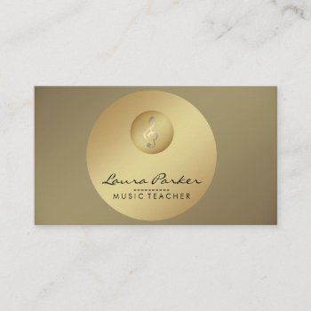 Music Teacher Musical Note Gold Musician Business Card by tsrao100 at Zazzle