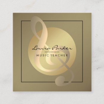 Music Teacher Musical Note Gold Musician Square Business Card by tsrao100 at Zazzle