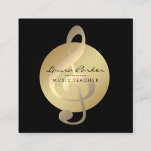 Music Teacher Musical Note Gold Musician Square Business Card