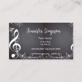 Music Teacher Musical Notes Piano Guitar Band Busi Business Card