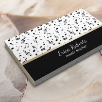 Music Teacher Musical Pattern Elegant Business Card