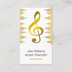 Music Teacher Musician Gold Elegant Business Card