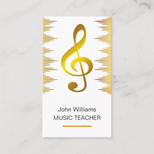 Music Teacher Musician Gold Elegant  Business Card
