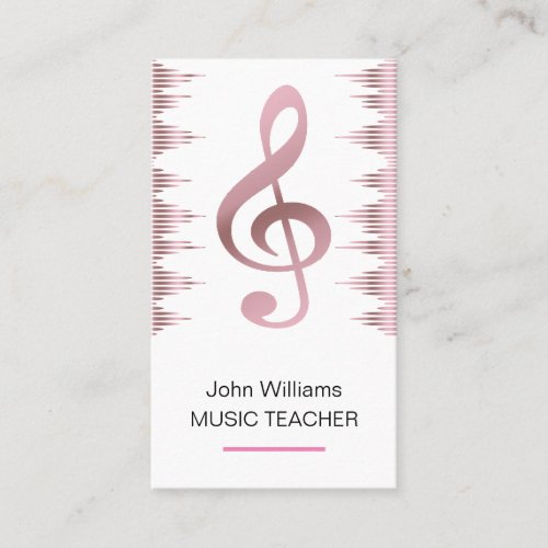 Music Teacher Musician Rose Gold Elegant Business  Business Card