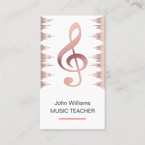 Music Teacher Musician Rose Gold Elegant Business Card