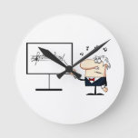 music teacher older man graphic round clock