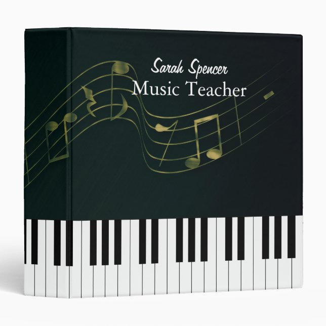Music Teacher | Personalizable 3 Ring Binder (Front/Spine)