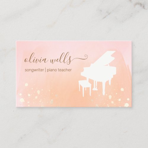 Music Teacher Pianist Songwriter  Watercolor  Business Card