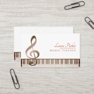 Music Teacher Piano Keyboard Elegant Musical Key Business Card