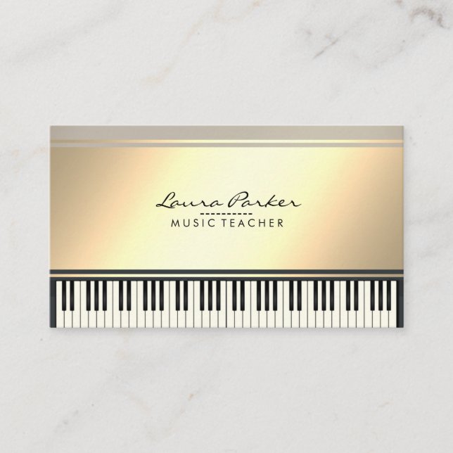 Music Teacher Piano Keyboard Musician Pianist Business Card (Front)