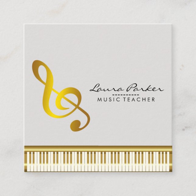 Music Teacher Piano Keyboard Musician Pianist Square Business Card (Front)