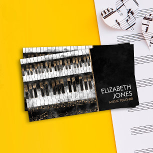 Music Teacher Piano keys and Notes - Watercolor Business Card