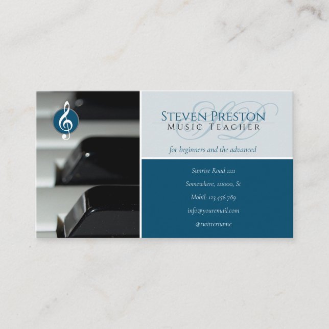 Music Teacher | Piano Keys Business Card (Front)