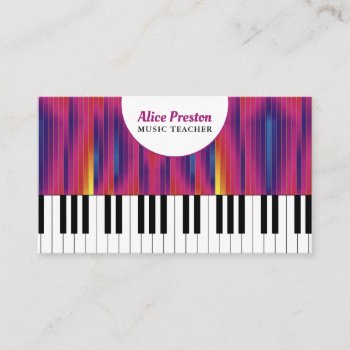 Music Teacher | Piano Keys Colorful Business Card by bestcards4u at Zazzle
