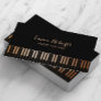 Music Teacher Piano Keys Elegant Black & Gold Business Card