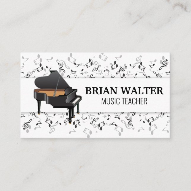 Music Teacher | Piano Logo | Pianist Business Card (Front)