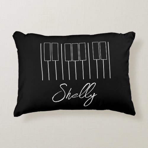 Music Teacher Piano Student Keyboard Black White Accent Pillow