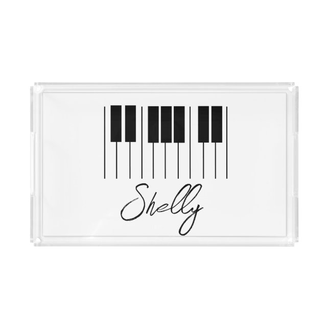 Music Teacher Piano Student Keyboard Script Name Acrylic Tray (Front)