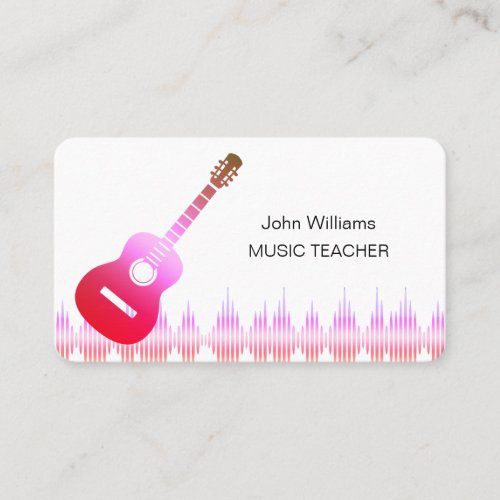 Music Teacher Pink Guitar Musician  Elegant    Business Card